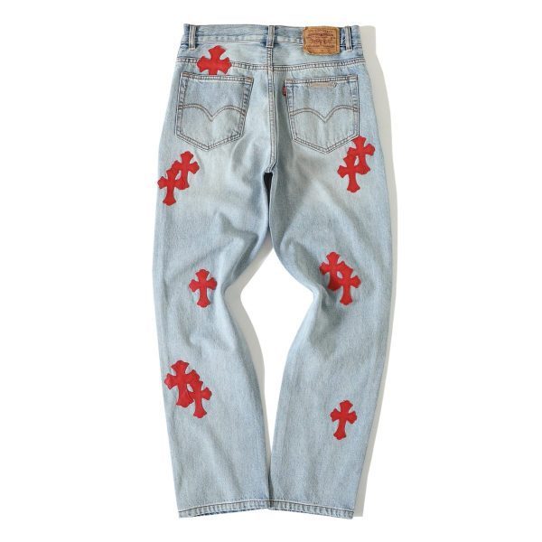 CHROME HEARTS ウォッシュドストレートデニム ブルー