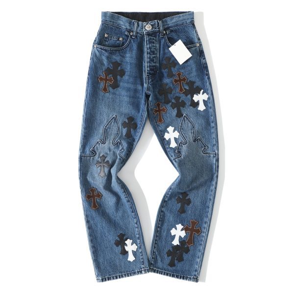 CHROME HEARTS クロスパッチワークデニム ブルー