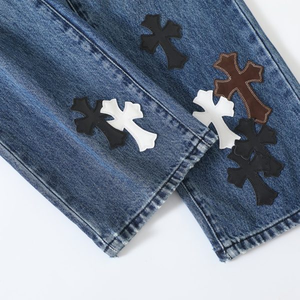 CHROME HEARTS クロスパッチワークデニム ブルー