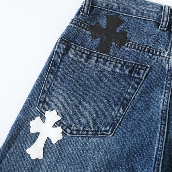 CHROME HEARTS クロスパッチワークデニム ブルー