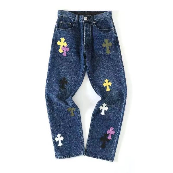 CHROME HEARTS クロスパッチワークデニム ダークブルー