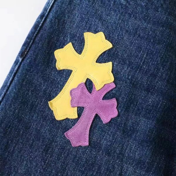 CHROME HEARTS クロスパッチワークデニム ダークブルー