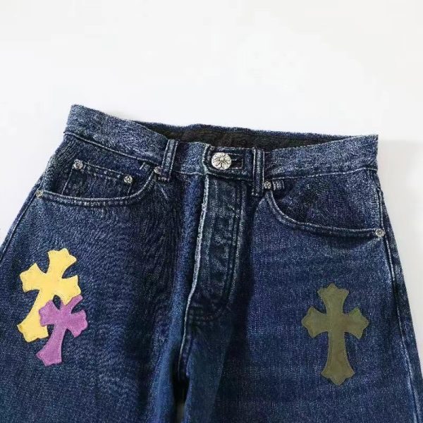 CHROME HEARTS クロスパッチワークデニム ダークブルー