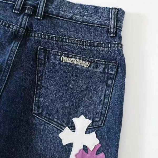 CHROME HEARTS クロスパッチワークデニム ダークブルー