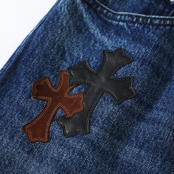 CHROME HEARTS クロスパッチワークデニム ブルー