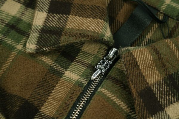 CHROME HEARTS チェックシャツ 军绿棕格纹