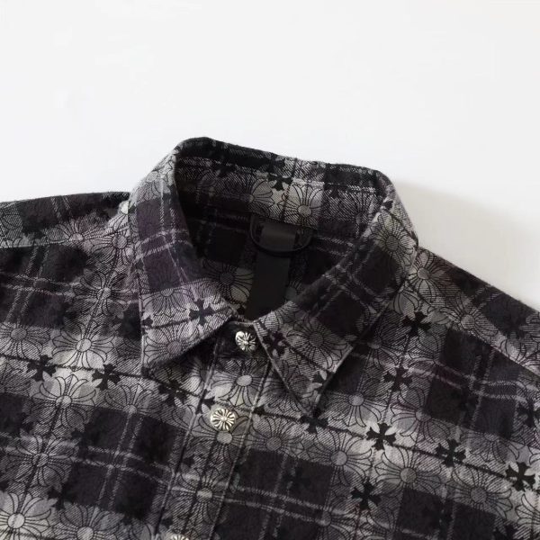 CHROME HEARTS チェックシャツ 黑灰千鸟纹
