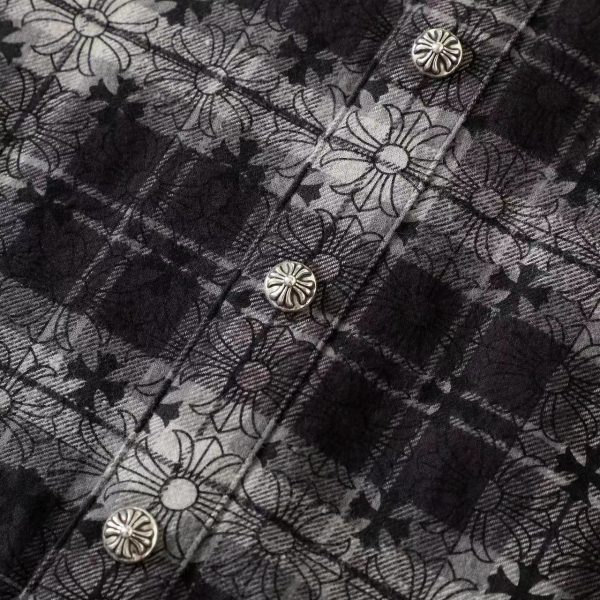 CHROME HEARTS チェックシャツ 黑灰千鸟纹