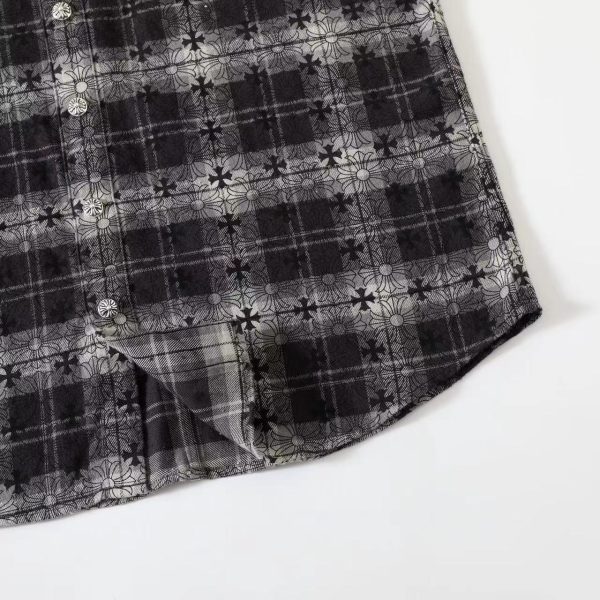 CHROME HEARTS チェックシャツ 黑灰千鸟纹