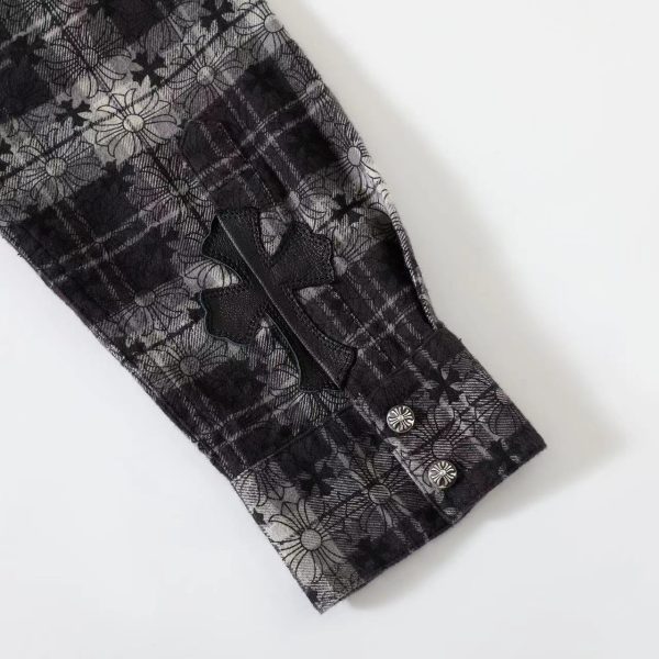 CHROME HEARTS チェックシャツ 黑灰千鸟纹