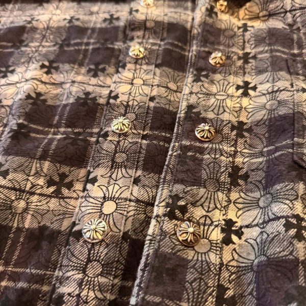 CHROME HEARTS チェックシャツ 黑灰千鸟纹