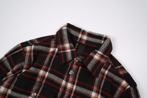 CHROME HEARTS チェックシャツ 黑红白棕格纹