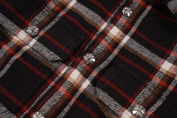 CHROME HEARTS チェックシャツ 黑红白棕格纹