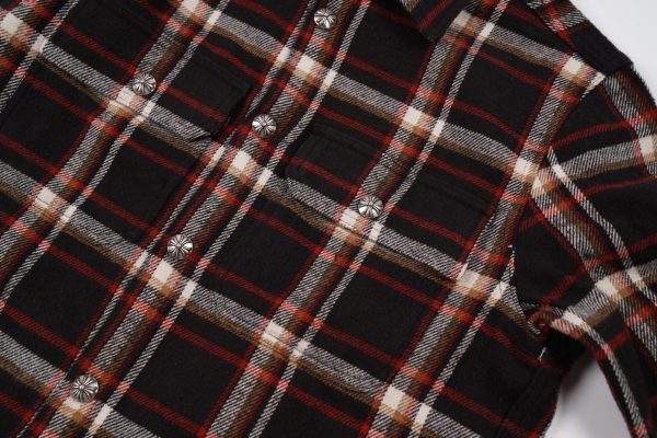 CHROME HEARTS チェックシャツ 黑红白棕格纹