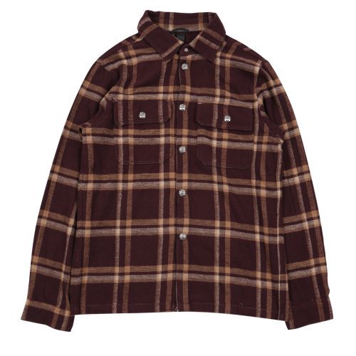 CHROME HEARTS チェックシャツ 酒红棕千鸟纹