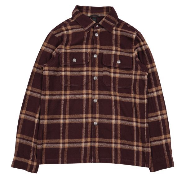 CHROME HEARTS チェックシャツ 酒红棕千鸟纹
