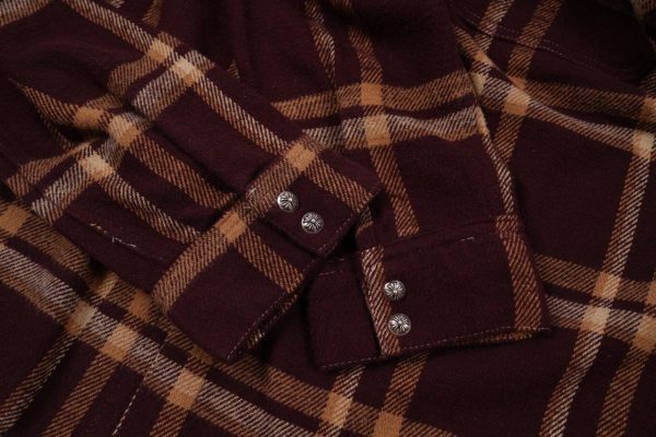 CHROME HEARTS チェックシャツ 酒红棕千鸟纹