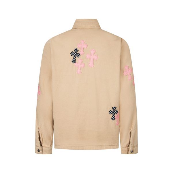 CHROME HEARTS チェックシャツ 米色十字架刺绣