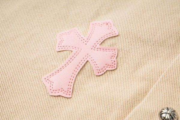 CHROME HEARTS チェックシャツ 米色十字架刺绣