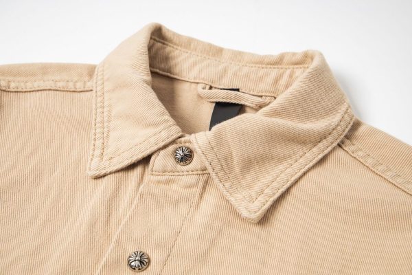 CHROME HEARTS チェックシャツ 米色十字架刺绣