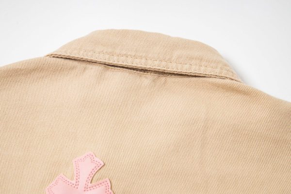 CHROME HEARTS チェックシャツ 米色十字架刺绣