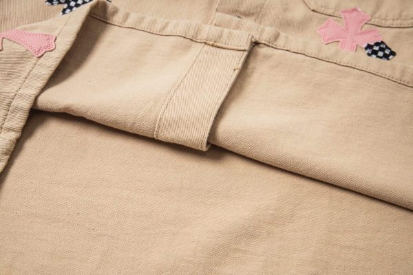 CHROME HEARTS チェックシャツ 米色十字架刺绣
