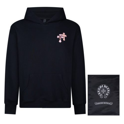 CHROME HEARTS パーカー ブラック ピンククロス