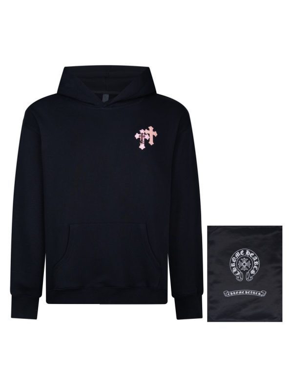 CHROME HEARTS パーカー ブラック ピンククロス