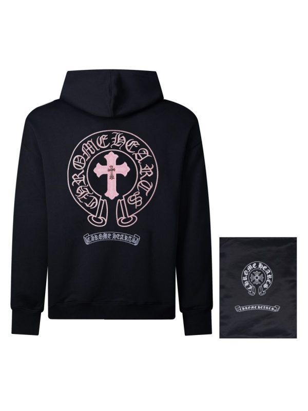 CHROME HEARTS パーカー ブラック ピンククロス