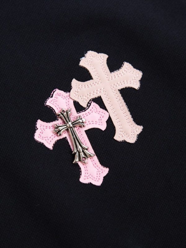 CHROME HEARTS パーカー ブラック ピンククロス
