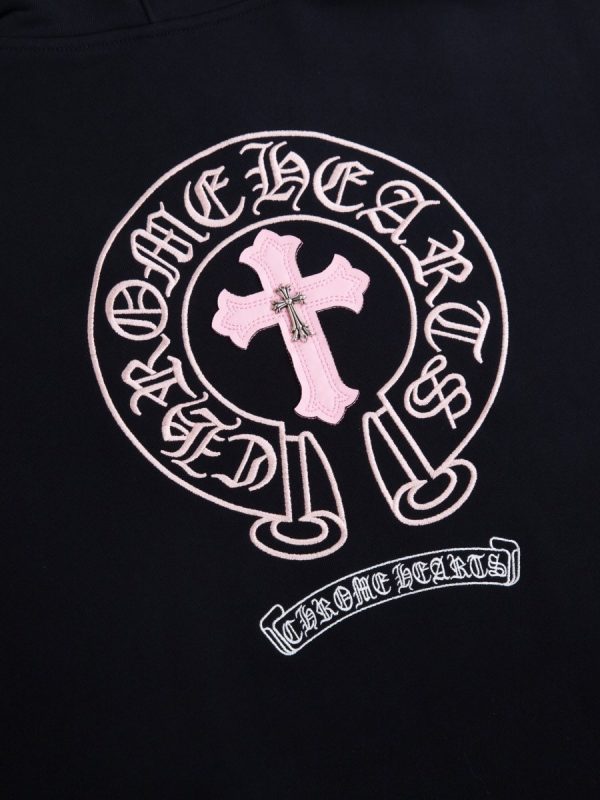 CHROME HEARTS パーカー ブラック ピンククロス