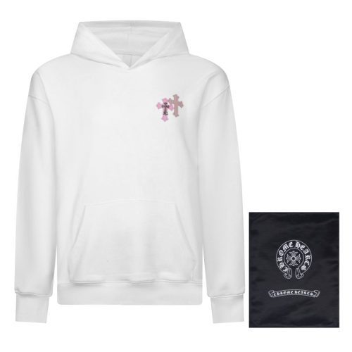 CHROME HEARTS パーカー ホワイト ピンククロス