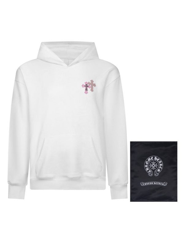 CHROME HEARTS パーカー ホワイト ピンククロス