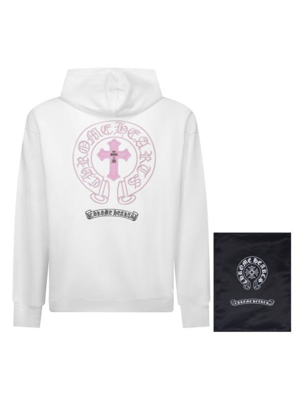 CHROME HEARTS パーカー ホワイト ピンククロス