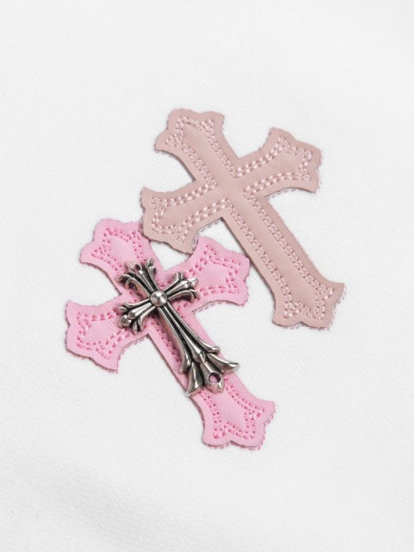 CHROME HEARTS パーカー ホワイト ピンククロス