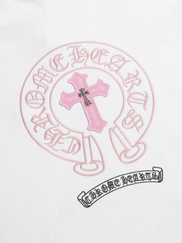 CHROME HEARTS パーカー ホワイト ピンククロス