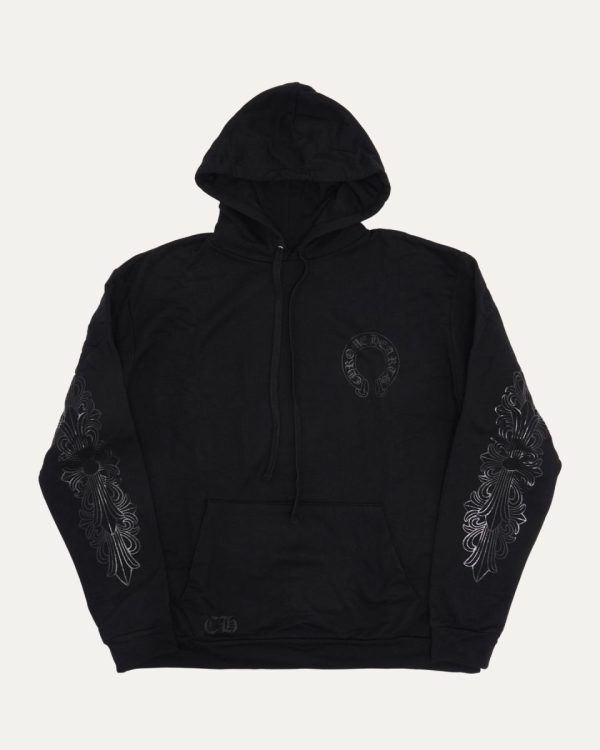 CHROME HEARTS パーカー ブラック スリーブプリント