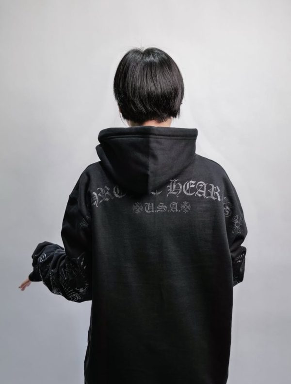 CHROME HEARTS パーカー ブラック スリーブプリント