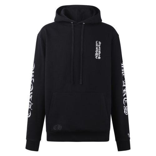 CHROME HEARTS パーカー ブラック×ホワイト ゴシック文字