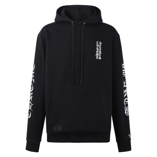 13434624723861602 CHROME HEARTS パーカー ブラック×ホワイト ゴシック文字