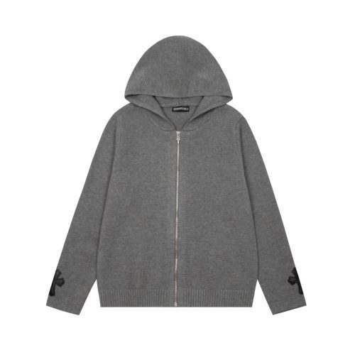 CHROME HEARTS パーカー グレー レザークロスパッチ