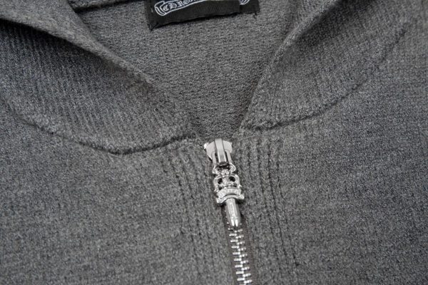 CHROME HEARTS パーカー グレー レザークロスパッチ
