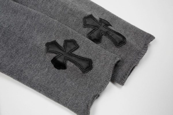 CHROME HEARTS パーカー グレー レザークロスパッチ