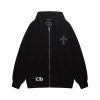 CHROME HEARTS パーカー ブラック クロス刺繍シックルジップ