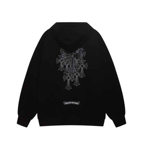 CHROME HEARTS パーカー ブラック クロス刺繍シックルジップ