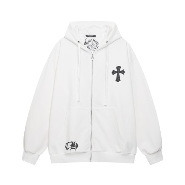 CHROME HEARTS パーカー ブラック クロス刺繍シックルジップ
