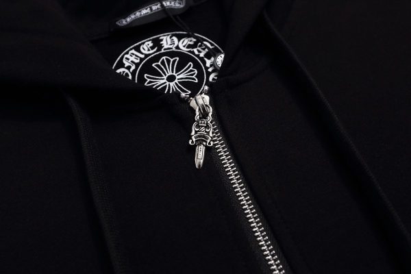 CHROME HEARTS パーカー ブラック クロス刺繍シックルジップ