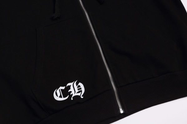 CHROME HEARTS パーカー ブラック クロス刺繍シックルジップ