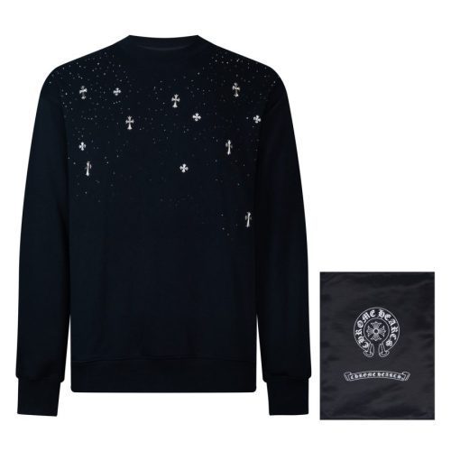 13434630993352033 CHROME HEARTS ラウンドネックパーカー 黑