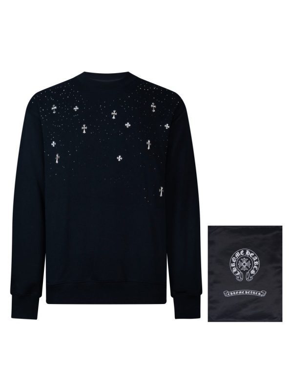 13434630993352033 CHROME HEARTS ラウンドネックパーカー 黑